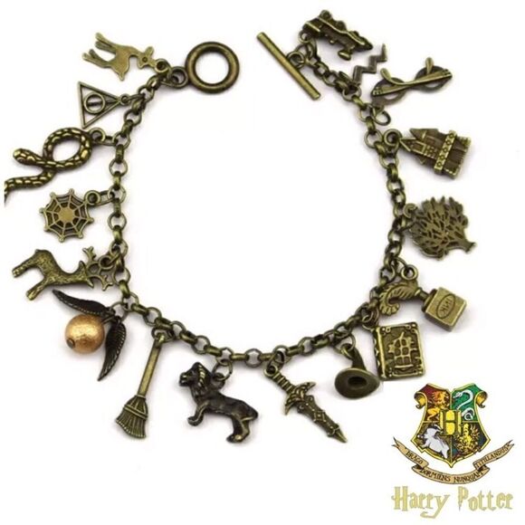 Bronze Tone Harry Potter Charm Bracelet - Picture 1 of 10